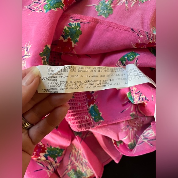 Zara Cropped Short Sleeve Floral Print Smocked Blouse X Large - Picture 4 of 8